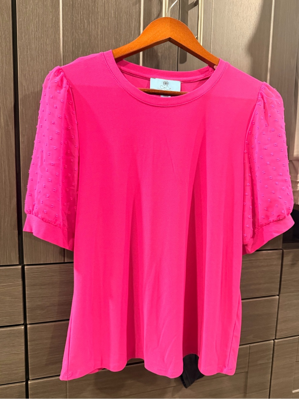 CeCe Bright Pink Puff Sleeve Tee